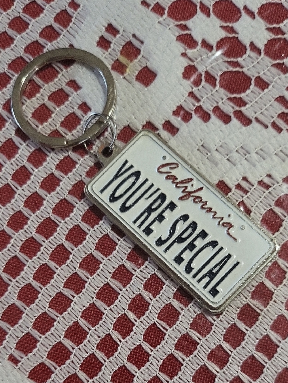 YOU'RE SPECIAL California License Plate Keychain - White & Black